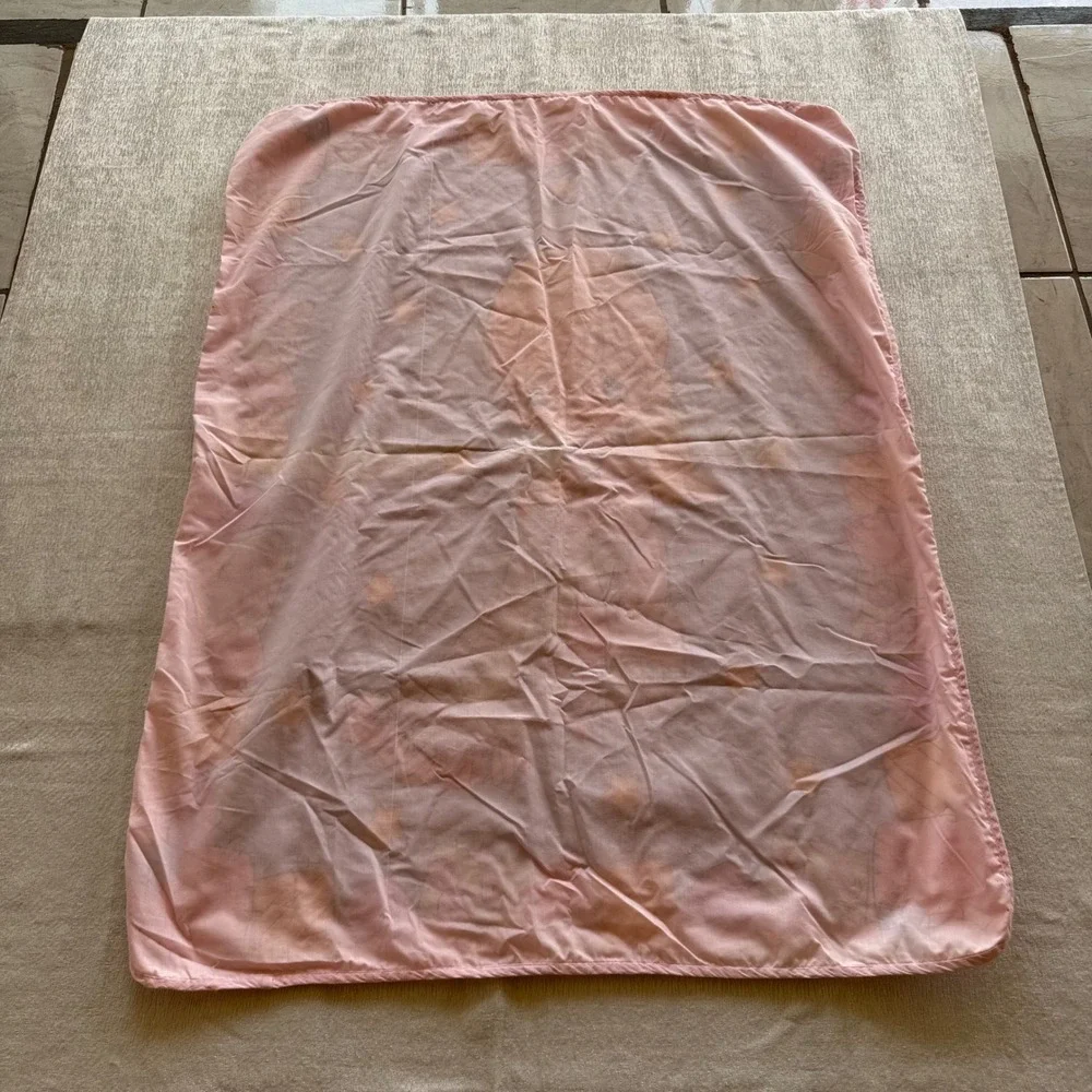 Vintage Precious Moments Baby Blanket 42x31 Pink Blue Stars Angel Boy